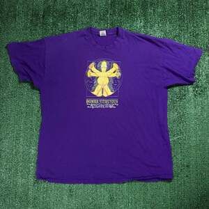 Vintage Y2K Fruit of the Loom The Simpsons Homer Vitruvius Graphic T-Shirt XXL
